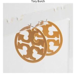 Tory Burch Miller Logo Gold Hoop Earrings